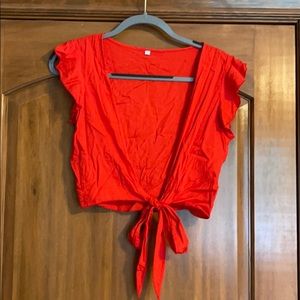 Red cropped top